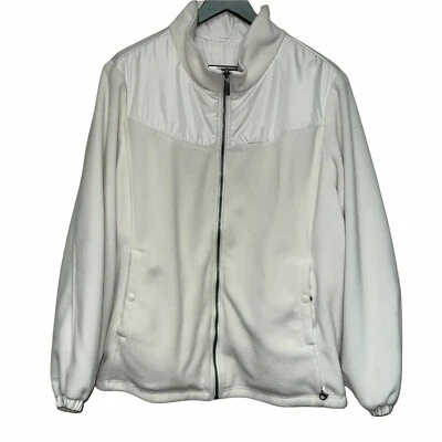 Chaqueta polar reversible Dress Barn cremallera completa blanco marfil para mujer talla grande 18 20 Foto 1 de 4