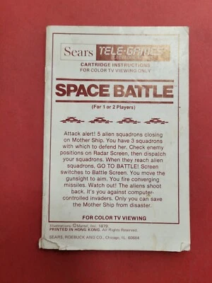Intellivision Sears Tele Games Space Battle manual only - Image 1 of 2