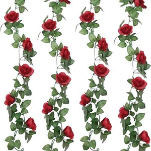 Artificial Rose Garlands Vines Leaves Banners Hanging Floral Wine Red - Picture 1 of 7