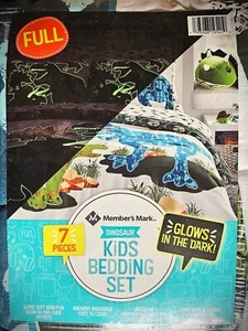 Kids 7 pc. Glow-in-the-Dark Dinosaur Bedding Set~ Size Full ~Brand New - Picture 1 of 8