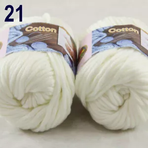 Sale 2SkeinsX50gr Soft Worsted Cotton Chunky Super Bulky Hand Knitting Yarn 21 - Picture 1 of 12