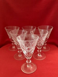Vintage Stuart lead crystal diamond cut white wine glasses, set of 6 - Picture 1 of 4
