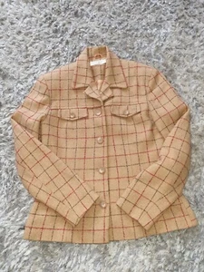Vintage Charlotte Halton Blazer Check Wool Blend Jacket Mustard Size 10 UK - Picture 1 of 8