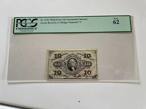 Third Issue 10 Cent Fractional Currency Fr#1256 green back, PCGS MS 62 - Picture 1 of 14