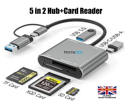 5 in 1 Multi Memory Card Reader USB C USB 3.0 XQD/SD/TF/MS/XD/CF Reader - Image 1 of 4