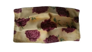 Gesichtsmaske, Wendetuch Handarbeit, waschbar - 100% Baumwolle Rosen Burgund Creme - Bild 1 von 5