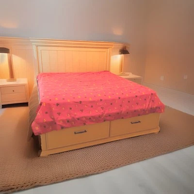 Bedroom king size bed  1 pc dresser Made in Italy Cherry wood . - Image 1 of 4