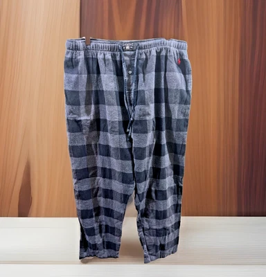 Pantalones de salón Polo Ralph Lauren negros con pijama cuadrados grises X-LARGE Fly Red Pony Foto 1 de 4