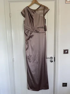 Coast Sabrina Mocha Maxi Dress Size 12 Satin BNWT - Picture 1 of 4