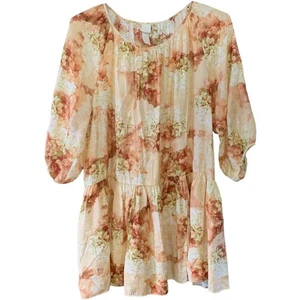 H&M Hydrangea floral dress boho relaxed Lagenlook dress size Medium - Picture 1 of 6