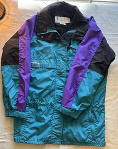 Vintage Columbia Ski Jacket Womens Small Gizzmo Parka Teal Black Snowboard Lined - Picture 1 of 8