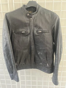 Lucky Brand Men’s Leather Jacket Motorcycle Black Size M - Picture 1 of 15