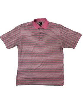 FootJoy Camicia da Golf Uomo Manica Corta a Righe Rosa Taglia Large - Foto 1 di 7