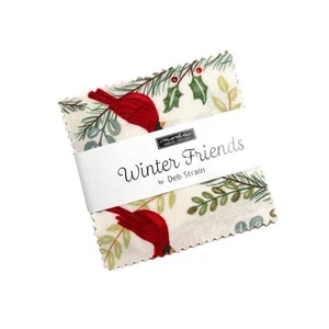 Moda Winter Friends Mini Charm Pack By Deb Stain Christmas Cardinal Check Fabric - Picture 1 of 4
