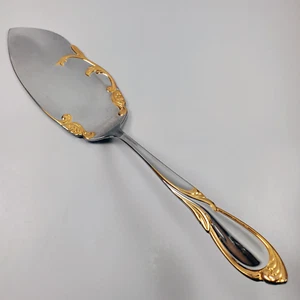 Yamazaki Cache Pastry Pie Server 10 7/8" Stainless Gold Accent Japan Flatware - Picture 1 of 3