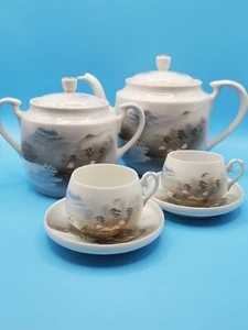 Japanisches handbemaltes Eierschale Porzellan Tee Set Vintage 8-teiliges Set - Bild 1 von 17