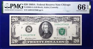 1969A $20 Federal Reserve Note Fr-2068-G Chicago PMG66 Gem EPQ - Picture 1 of 2