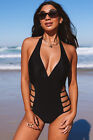 Halter Neck Cut Out Backless One Piece Swimwear For Women