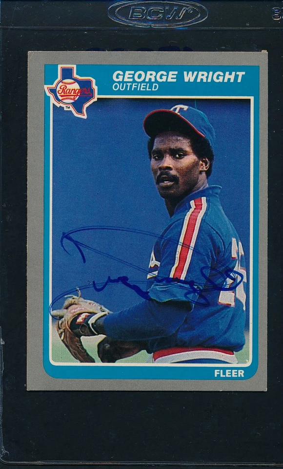 1985 Fleer #574 George Wright Rangers Signed Auto *45728 - Image 1 of 1