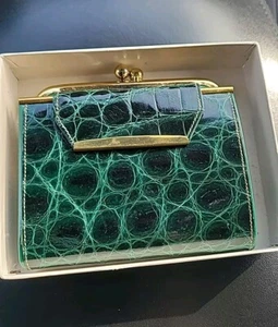Rare Chas. A. Stevens & Co. Green Alligator Snap Wallet/Coin Purse - Picture 1 of 7