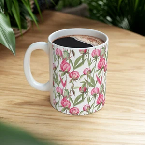 Pink Flowers Coffee Mug for Birthday Gifts for Her Cottage  Shabby Chic Kitchen - Picture 1 of 11