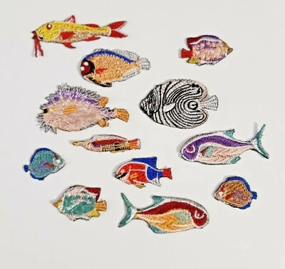 Small Сolored Fishes Aquarium Sew-On Embroidered Patches Set - Image 1 of 4