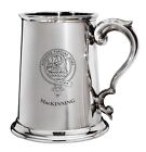 Mackinning Family Crest Polished Pewter 1 Pint Tankard With Scroll Handle