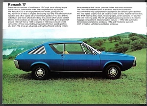 Renault 17 1973-1974 UK Market Single Sheet Sales Brochure TL TS - Picture 1 of 2