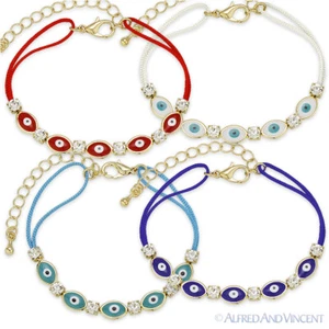 Mal de Ojo Turco Nazar Griego Suerte Dije Cúbico Zirconia Cristal Hebra Pulsera - Imagen 1 de 6
