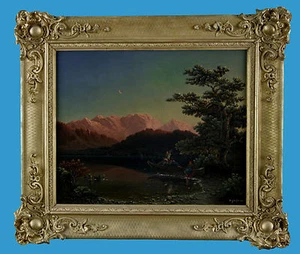 Franz Xaver Glötzle (1816-1884) lago alpino cerca de Bühl/Immenstadt firmado + 1863 fechado - Imagen 1 de 11