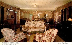 HOTEL BADER LOBBY, SPRING VALLEY, NY, VINTAGE POSTCARD (X620) - Picture 1 of 2
