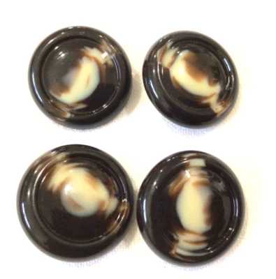 4 BROWN CREAM MARBLED SHANK ACRYLIC BUTTONS 1 1/8" - Image 1 of 3