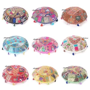 22 In Indian Handmade Cotton Pillow Cover, Multicolor Bohemian Floor Cushion Cov - Picture 1 of 92