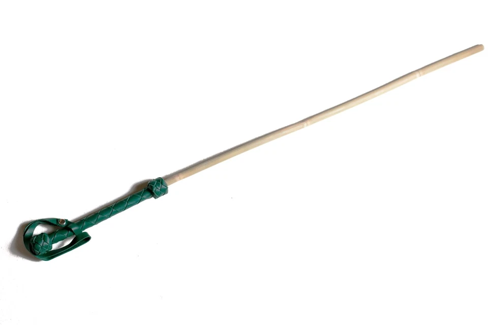 Sophisticated Bamboo Cane with Leather Handle for BDSM, Total Length 72cm - Image 1 of 4