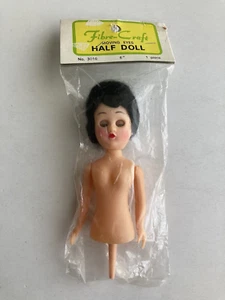 Media muñeca vintage de fibra artesanal ojos móviles 6" - Imagen 1 de 4