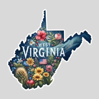 BUMBLEBEE APPAREL West Virginia sticker vinyl decal state outline novelty laptop mug car American