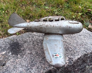 Vintage 1930's Marx Seversky P-35 Fighter Steel Toy Plane - Picture 1 of 11