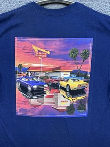 In-N-Out Burger Shirt Texas Blue Logo Mike Rider Art Lg Classic Cars Americana - Picture 1 of 7