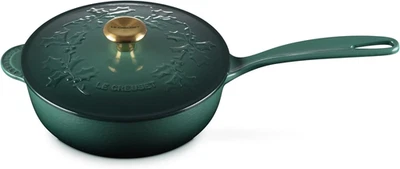 Le Creuset Saucier Holy Relief Artichoke Green Christmas Pot 21cm Saucepan - Image 1 of 4