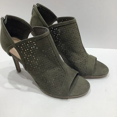 Christian Siriano Botín Sandalia Perforada 4” Tacones Verde Punta Abierta Zapatos, Nuevo Foto 1 de 4