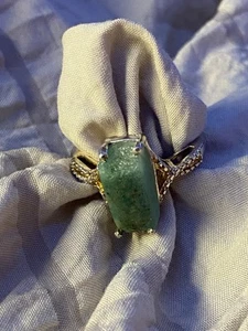 Sterling Silver 925 Jade Ring US Size 9 - Picture 1 of 7