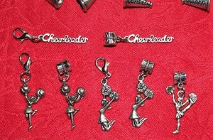 CHEER ANTIQUE SILVER CHARM - CHEERLEADER - MEGAPHONE - NECKLACE - SPORTS - Picture 1 of 37