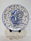 Ceramic wall plate blue and white cockerel Anfora Agueda Portugal hand painted