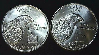 2007 P D 25C State Quarter Idaho BU Clad (2 coins) 24hh1018-4 - Image 1 of 2