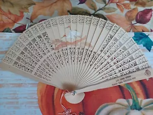 Vintage Carved Wooden Folding Hand Fan Oriental China International 12" Shanghai - Picture 1 of 10