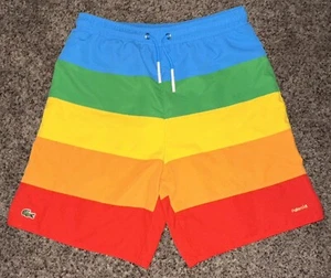 Lacoste Kids x Polaroid Rainbow-Stripe Shorts Size 14 MJ2309 RARE - Picture 1 of 4