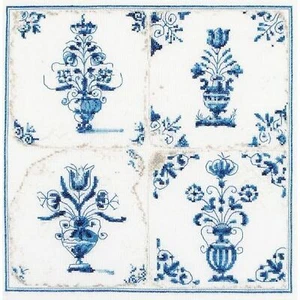 Kit point de croix Carreaux Anciennes Vases à fleur 483A Thea Gouverneur - Imagen 1 de 6
