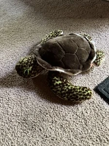 Wild Republic Green Sea Turtle 13" Toy Stuffed plush brown white speckled - Picture 1 of 7