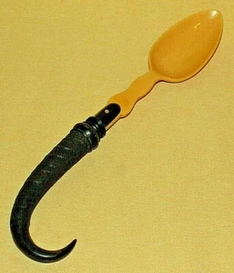 CUCHARA CUERNO BAQUELITA PLÁSTICO CURVO COLMILLO GARRA MANGO BLANCO MARRÓN NEGRO ÚNICO* - Imagen 1 de 7