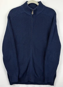 Pendleton Sweater Mens Large Blue Full Zip Waffle Knit Pockets Cotton Casual - Picture 1 of 10